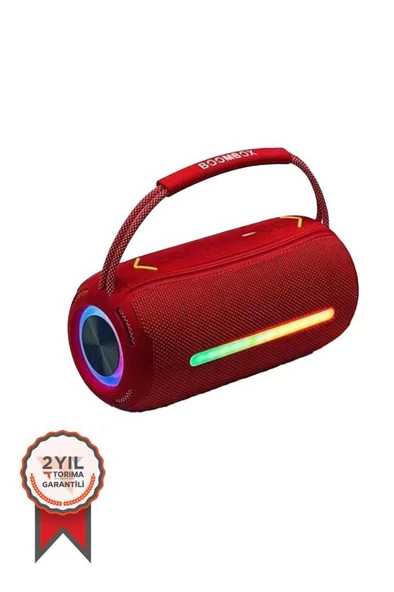 Torima Booms Box 360 Taşınabilir Rgb Ledli Bluetooth Hoparlör Usb-Tf Kırmızı ürün görseli 1