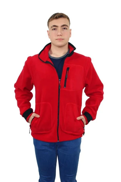 Persmont CPM03 Kırmızı Çıkarılabilir Kol Polar Mont  2XL ürün görseli 1