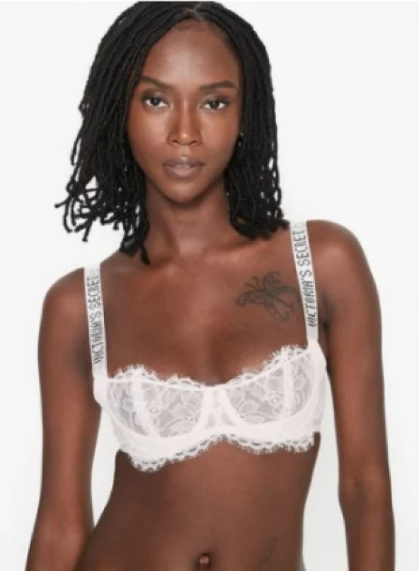 Victorias Secret Beyaz Shine Strap Dantelli Sütyen ürün görseli 1