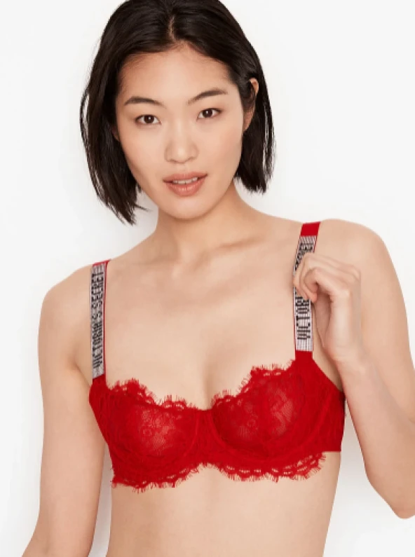Victorias Secret Kırmızı Shine Strap Dantelli Sütyen ürün görseli 1