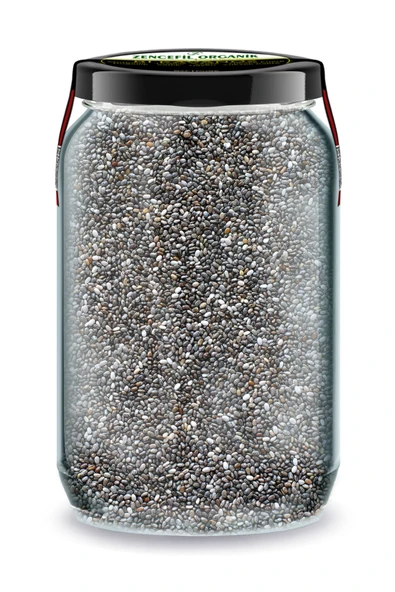 Chia Tohumu Bi Kavanoz 660 cc. Cam Kavanozda Katkısız Çiya Tohum Pure Chia Seeds ürün görseli 1