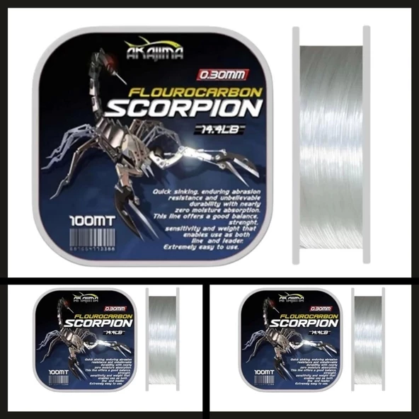Uyguna-Yakala 100 Mt 0.23 Mm Akajima Scorpion Fluorocarbon Misina-PO.226 ürün görseli 1