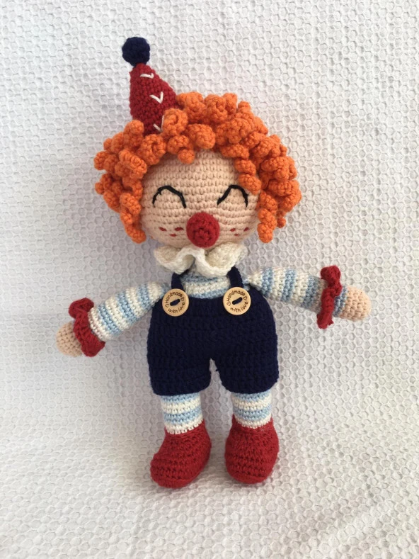 Uyuyan Palyaço Amigurumi Organik Oyuncak ürün görseli 1