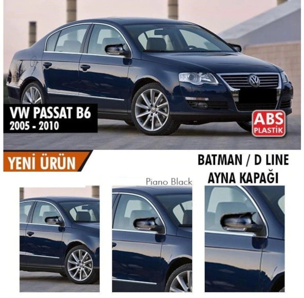 Volkswagen Passat Uyumlu B6 (2005-2010) Batman Yarasa Ayna Kapağı (Piano Black) ürün görseli 1