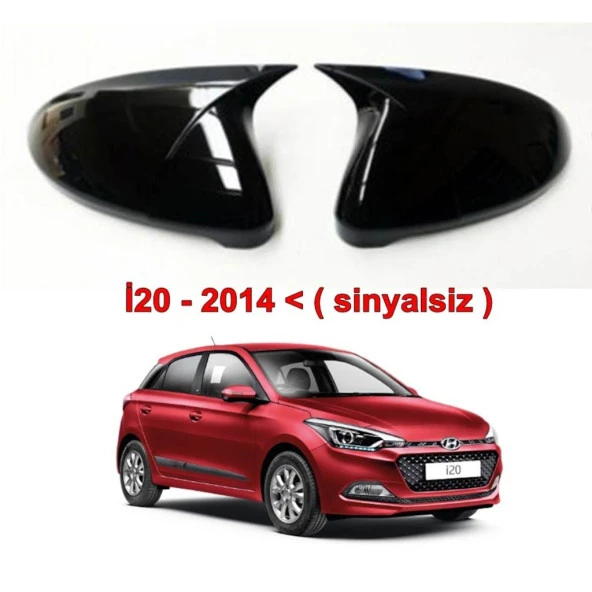 Hyundai İ20 2014-2018 için Sinyalsiz Batman Yarasa Ayna Kapağı (Parlak Siyah) ürün görseli 1