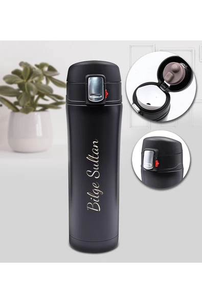 KİŞİYE ÖZEL KİLİT SİSTEMLİ PASLANMAZ ÇELİK MUG TERMOS 450 ML  SIZDIRMAZ ürün görseli 1