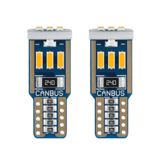 Dekoratif LED Ampul için T10-15Smd 4014 Canbus 12V Çift Turuncu / Laam863 ürün görseli 1