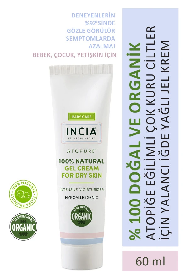 INCIA %100 Doğal Atopiğe Eğilimli Ciltler Için Jel Krem Çok Kuru Ciltler Için Yalancı Iğde Yağı 60 ml ürün görseli 1