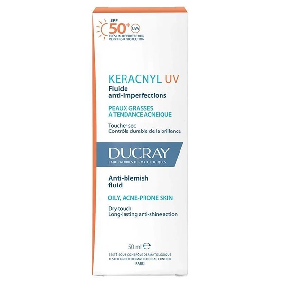 Ducray Keracnyl UV SPF50+ Anti Blemish Fluid Yağlı Ciltler İçin Güneş Kremi 50 ml ürün görseli 1