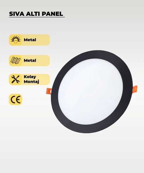 18W Sıva Altı Yuvarlak Siyah Led Panel 4000K (Gün Işığı) ürün görseli 1