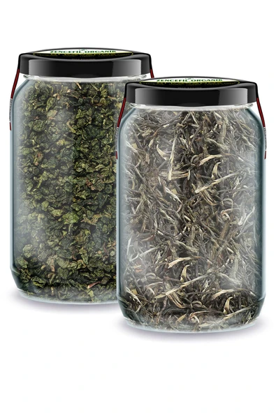 Bi Kavanoz Saf Beyaz Çay + Bi Kavanoz Saf Oolong Çayı 660 cc'lik 2 Adet Cam Kavanoz Katkısız Ürünler ürün görseli 1