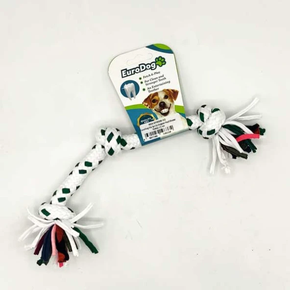 EuroDog Diş İpi Üç Düğüm Yeşil Beyaz Nokta 15 cm ürün görseli 1
