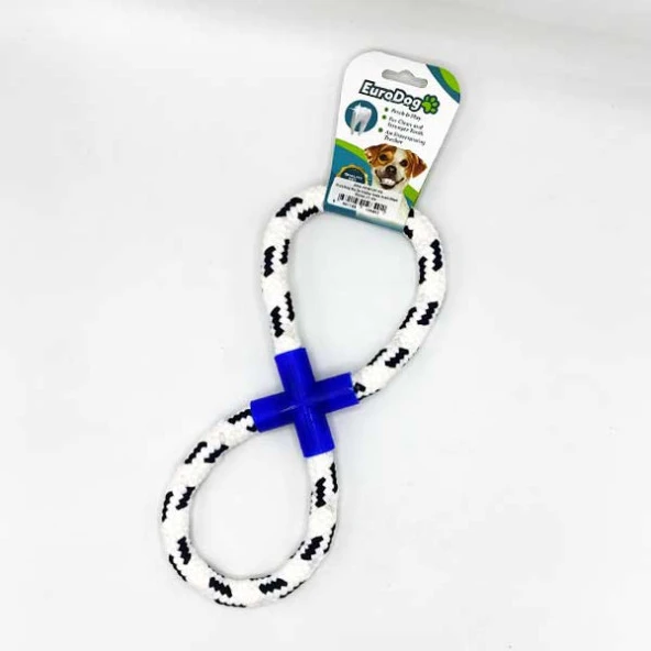 EuroDog Diş İpi Halka Sekiz Şekil Mavi Beyaz 25 cm ürün görseli 1