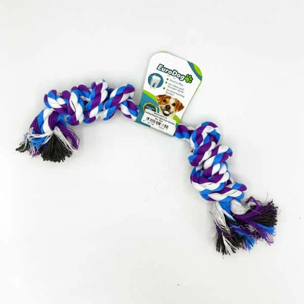 EuroDog Diş İpi İki Düğüm Kalın Mor Mavi Bey. 35cm ürün görseli 1