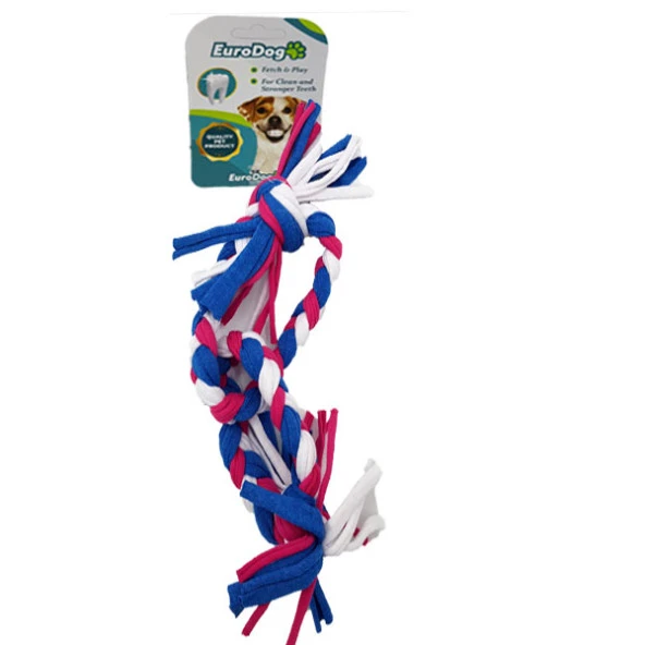 EuroDog Köpek Diş İpi 2 Halka 35cm (Mavi-Kır-Bey) ürün görseli 1