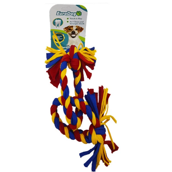 EuroDog Köpek Diş İpi 2 Halka 35cm (Sarı-Kır-Mavi) ürün görseli 1