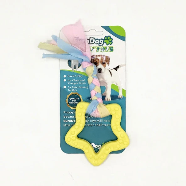 EuroDog Puppy Toys Sarı Beşgen Diş Kaşıma Oyuncağı ürün görseli 1