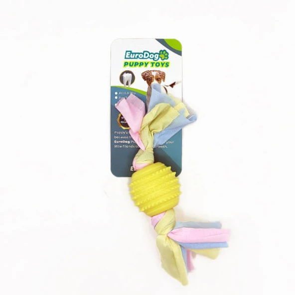 EuroDog Puppy Toys Sarı Tırtıklı Top Diş Kaş.Oy. ürün görseli 1