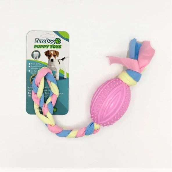 EuroDog Puppy Toys Pembe Rugby Topu Diş Kaşıma Oy. ürün görseli 1