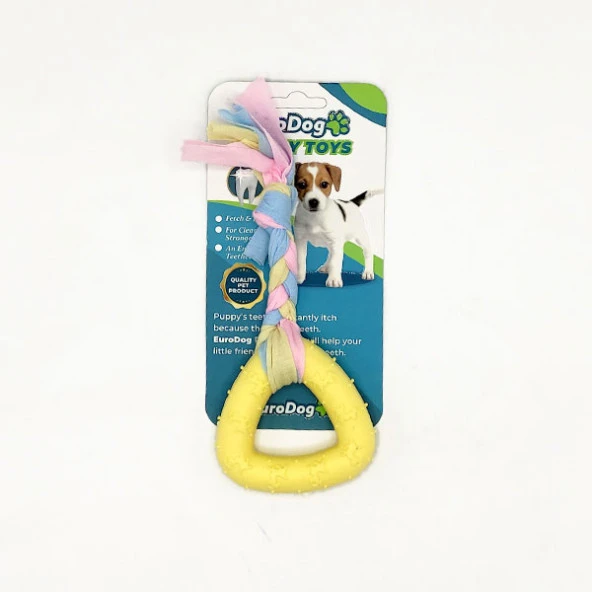 EuroDog Puppy Toys Sarı Üçgen Diş Kaşıma Oyuncağı ürün görseli 1
