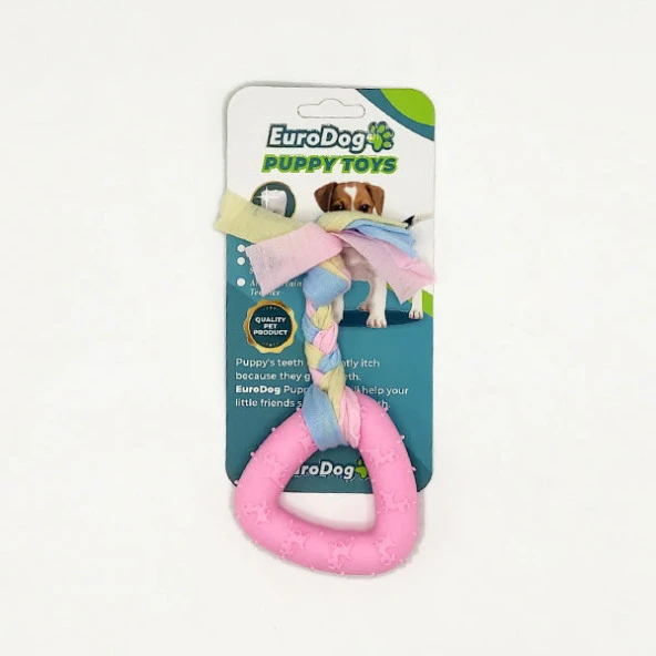 EuroDog Puppy Toys Pembe Üçgen Diş Kaşıma Oyuncağı ürün görseli 1