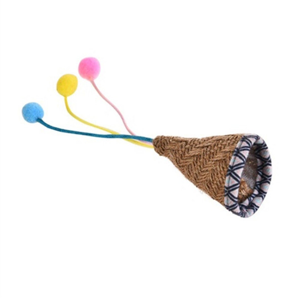 Zampa Kahverengi Üç İpli Tüylü Hasır Kedi Oyuncağı, 6x18,5 Cm ürün görseli 1