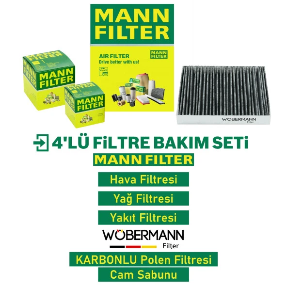 Wöbermann+Mann Bmw 5.20 D Filtre Bakım Seti e60 2006-2010 N47-M47 4K ürün görseli 1