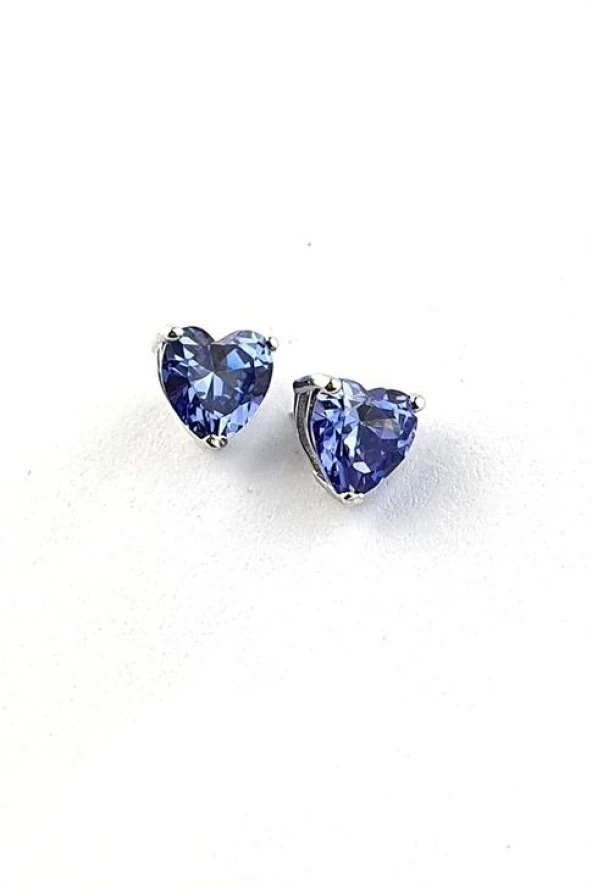 Sky Diamond Purple Ametist Taşlı Minimal Kalp Küpe ürün görseli 1