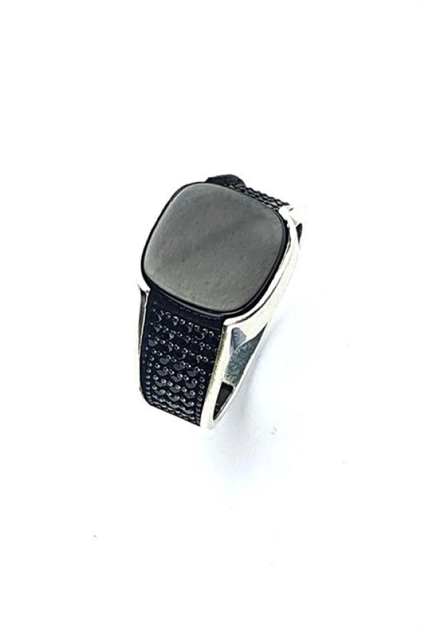 Oniks Taşlı 925 Ayar Gümüş Erkek Yüzük ürün görseli 1