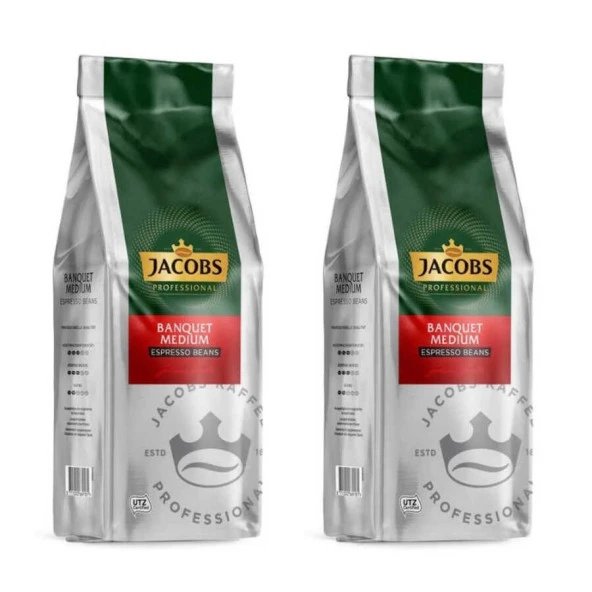 Jacobs Banquet Medium Espresso Beans Çekirdek Kahve 1000 gr x 2 Paket ürün görseli 1