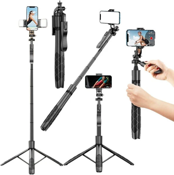 Torima L16 Çok Amaçlı Tripod Selfie Kumandalı 153 Cm Anroid İos Go Pro Uyumlu ürün görseli 1