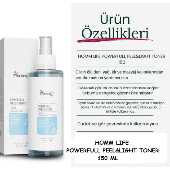 HOMM LIFE POWERFULL PEEL&LIGHT TONER 150 ML ürün görseli 1