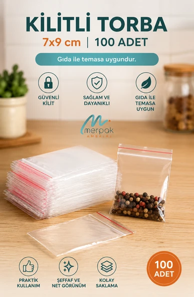 Kilitli Torba 7x9 Cm 100'lü Kilitli Buzdolabı Poşeti Şeffaf Kilitli Poşet Kilitli Saklama Poşeti ürün görseli 1