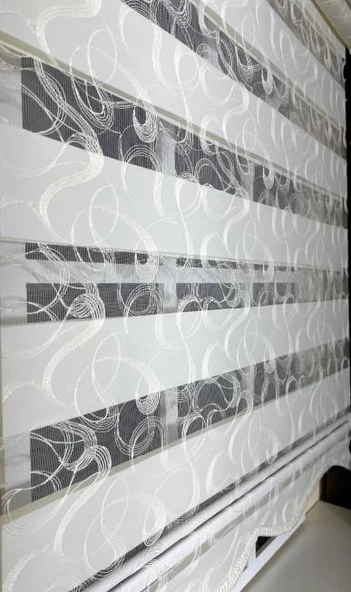 StorBurada Zebra Stor Nakışlı Ekru Etek Dilimli ST 125  Ekru 60 x 200 ürün görseli 1