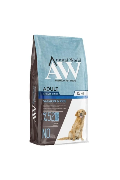 Animal World Derma Somonlu Ve Pirinçli Yetişkin Köpek Maması 15 Kg ürün görseli 1
