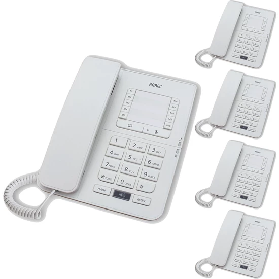 KAREL TM142 Beyaz Ekransız Analog Masaüstü Telefon – Ofis Tipi Kablolu Sabit Telefon 5'li Fırsat Paketi ürün görseli 1