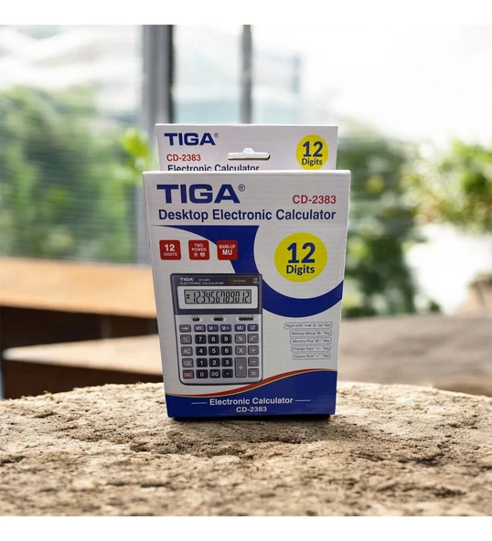 Tiga CD-2383 12 Haneli Masaüstü Hesap Makinesi Metal Yüzey Büyük Ekran Ofis Tipi Profesyonel Hesap Makinesi ürün görseli 1