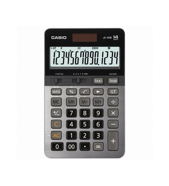Casio JS-40B 14 Hane Profesyonel Hesap Makinesi – Metal Gövdeli Masaüstü Vergi Hesaplamalı Ofis Tipi Calculator ürün görseli 1