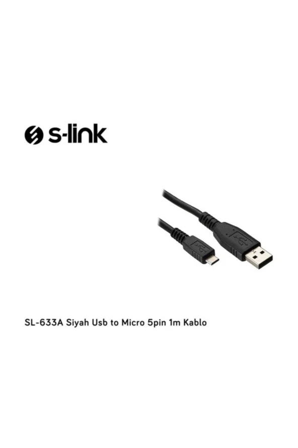 SL-633A Siyah Usb to Micro 5pin 1m Kablo - Resim 2