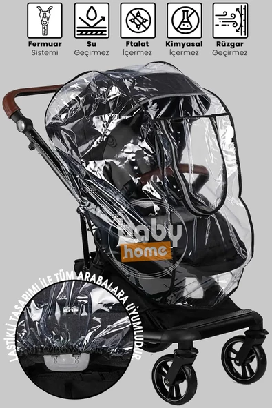Baby Home 001 Lüx Bebek Arabası Yağmurluğu Fermuarlı Yağmurluk ürün görseli 1