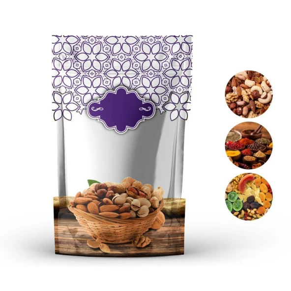 Mor Kuruyemi̇ş Desenli̇ Doypack 24x35+5,5 Cm 2000gr 1000 Adet ürün görseli 1