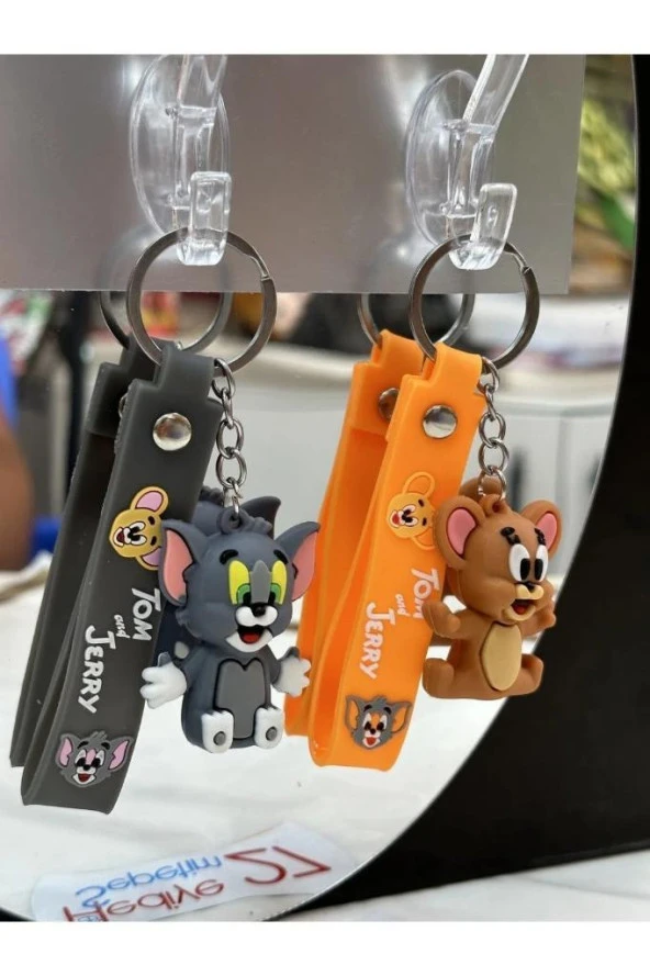 DZC KUZENLER AVM Tom ve Jerry Karikatür Anime Figür PVC Bebek Anahtarlık Çanta Anahtarlık Süsü 2 adet ürün görseli 1