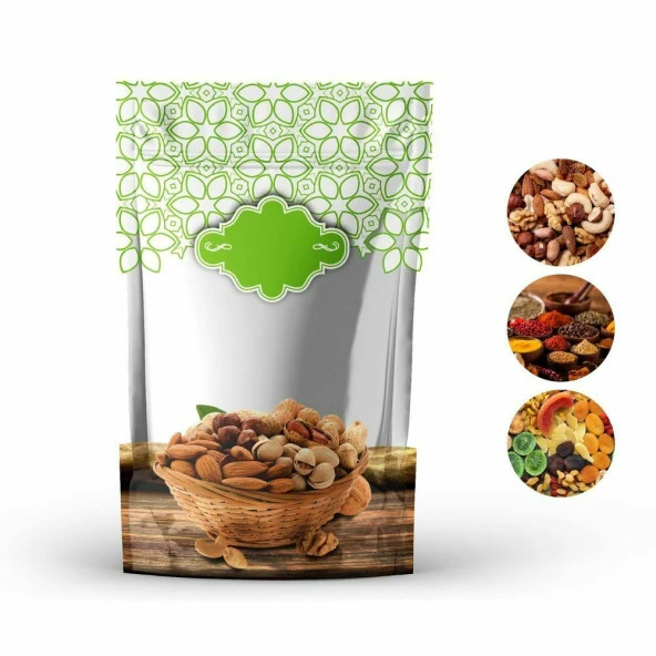Yeşi̇l Kuruyemi̇ş Desenli̇ Doypack 20x30+5 Cm 1000 Gr 1000 Adet ürün görseli 1