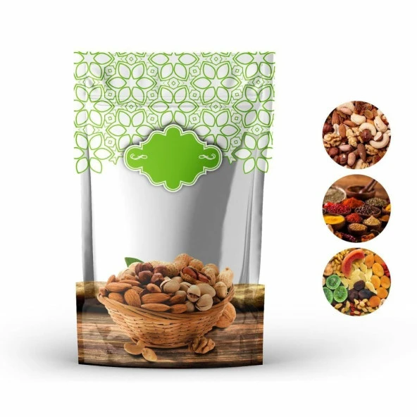 Yeşi̇l Kuruyemi̇ş Desenli̇ Doypack 20x30+5 Cm 1000 Gr 100 Adet ürün görseli 1