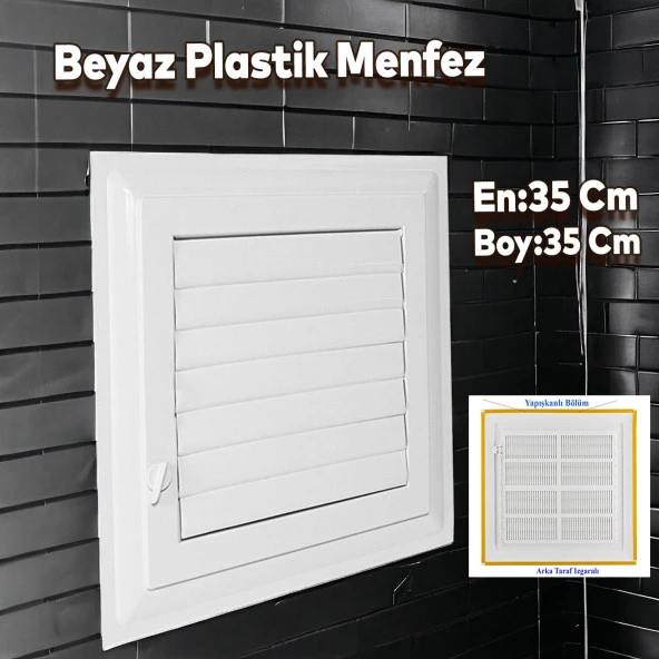 Menfez Banyo Wc Tuvalet Depo Havalandırma Plastik Panjur Beyaz 35x35 CM ürün görseli 1