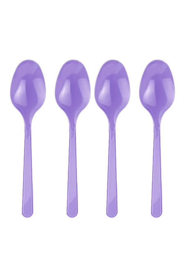 Mor Lüks Plastik Kaşık 25 li - Resim 2