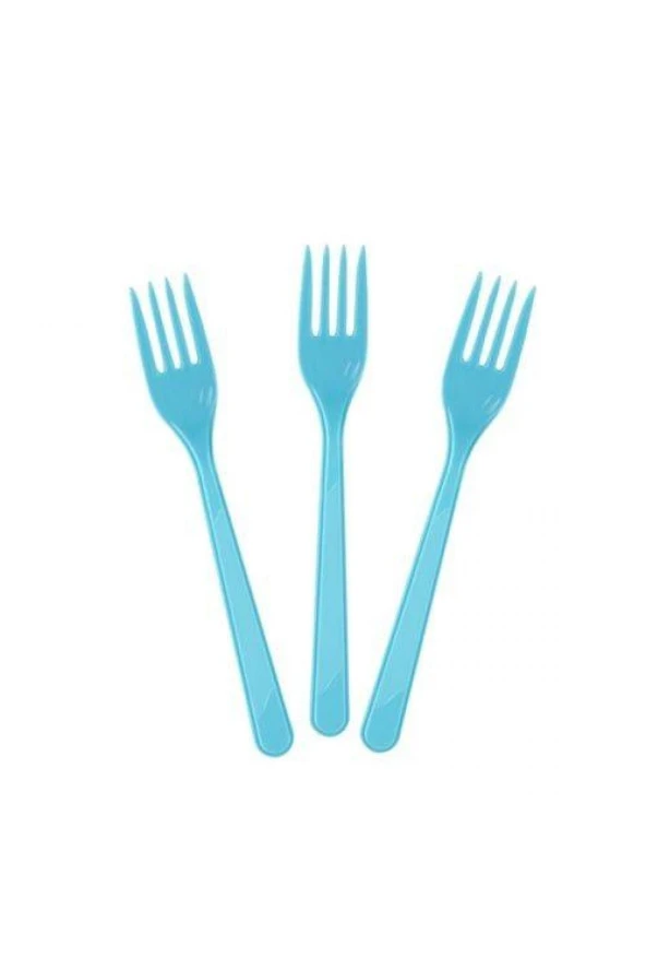 Açık Mavi Lüks Plastik Çatal 25 Adet ürün görseli 1
