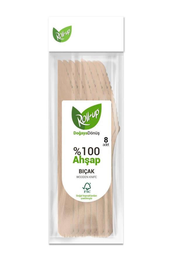 Doğaya Dönüşümlü Ahşap Bıçak 8li ürün görseli 1