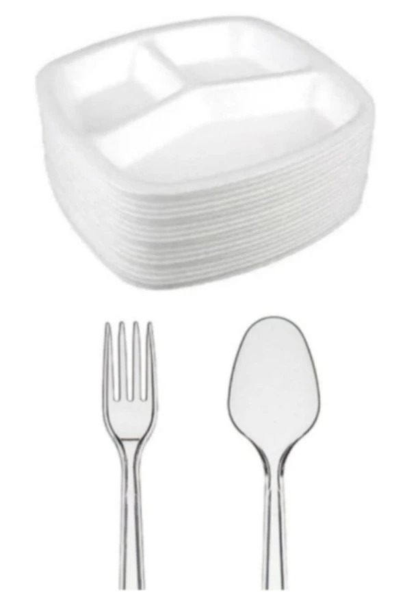 50li Köpük Tabildot, 50 Plastik Çatal, 50 Plastikkaşık ürün görseli 1