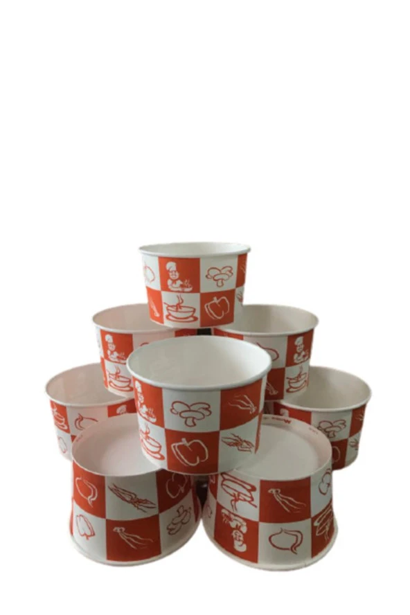 Karton Kağıt Çorba Kasesi 16 oz 500 ml Kap Kapak Set 100 Adet ürün görseli 1
